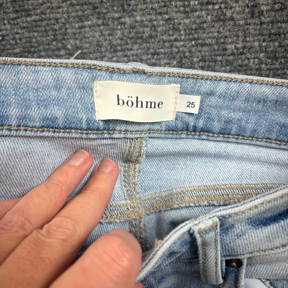 Böhme Women’s Light Wash Denim Bootcut Jeans Split Hem Raw hem size: 25 - Picture 11 of 12